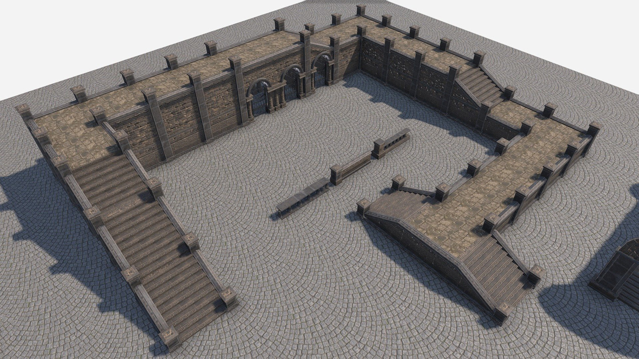 Paquete Modular Courtyard de Unity Asset Store.