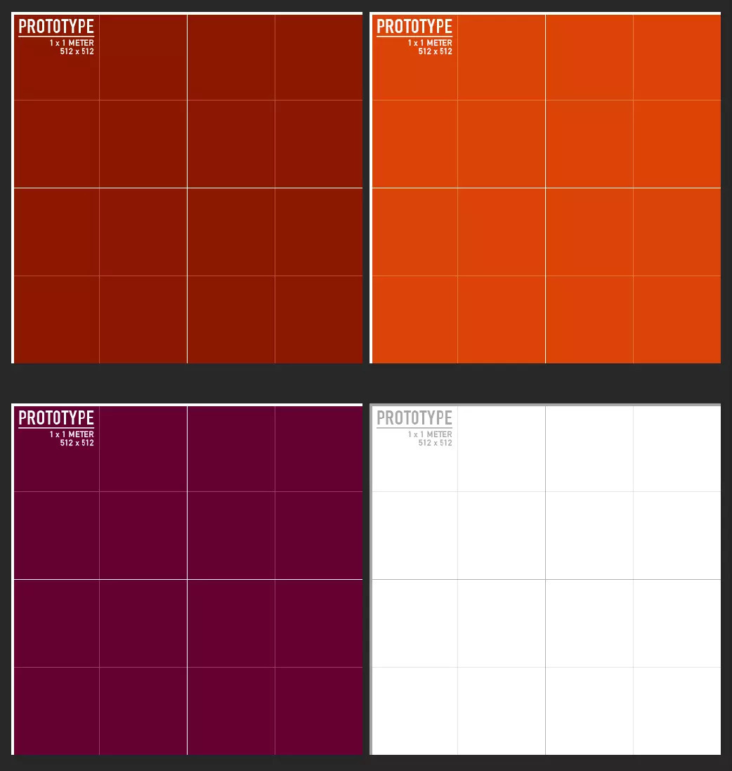 Ajustes preestablecidos de prototipos de materiales en Unity.