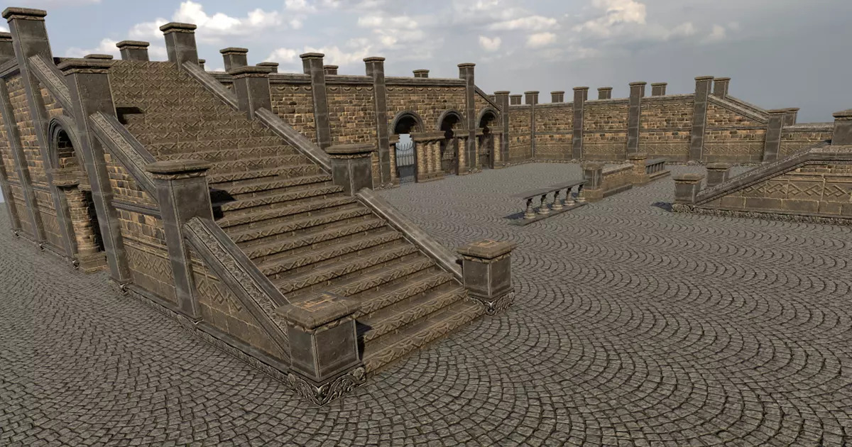 Paquete Modular Courtyard de Unity Asset Store.